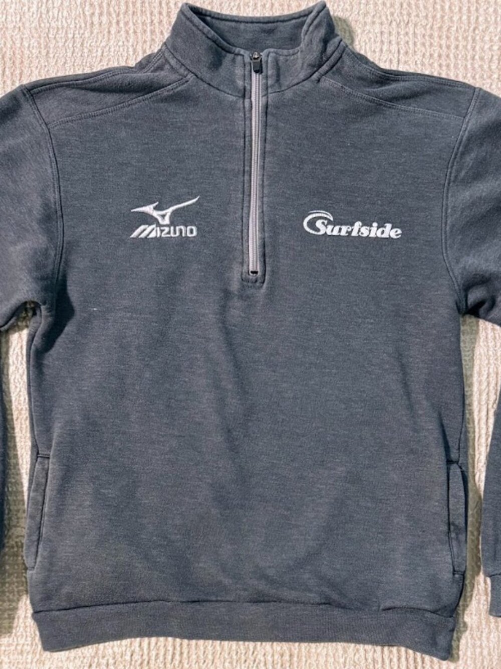 Mizuno Performance Surfside Quarter Zip Pullover Men XS Gray Embroidered